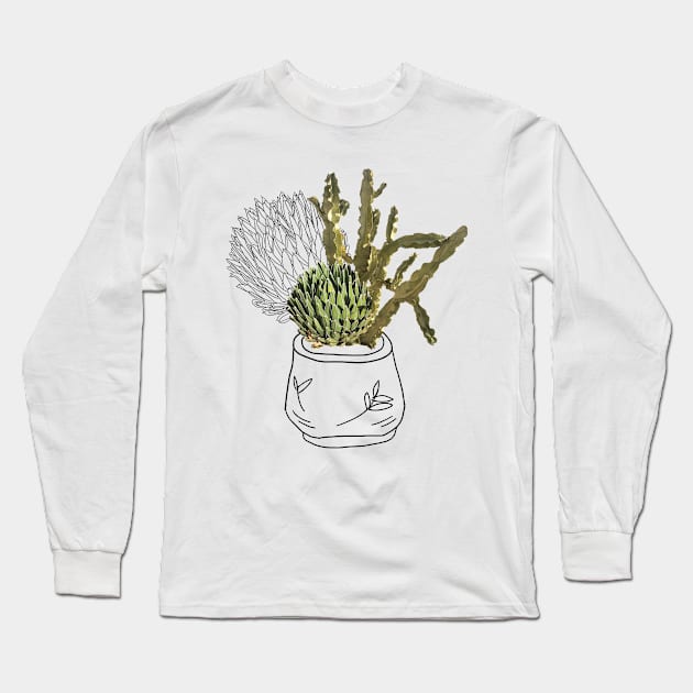 Photo collage boho modern illustration for cacti lovers Long Sleeve T-Shirt by Earthy Planty